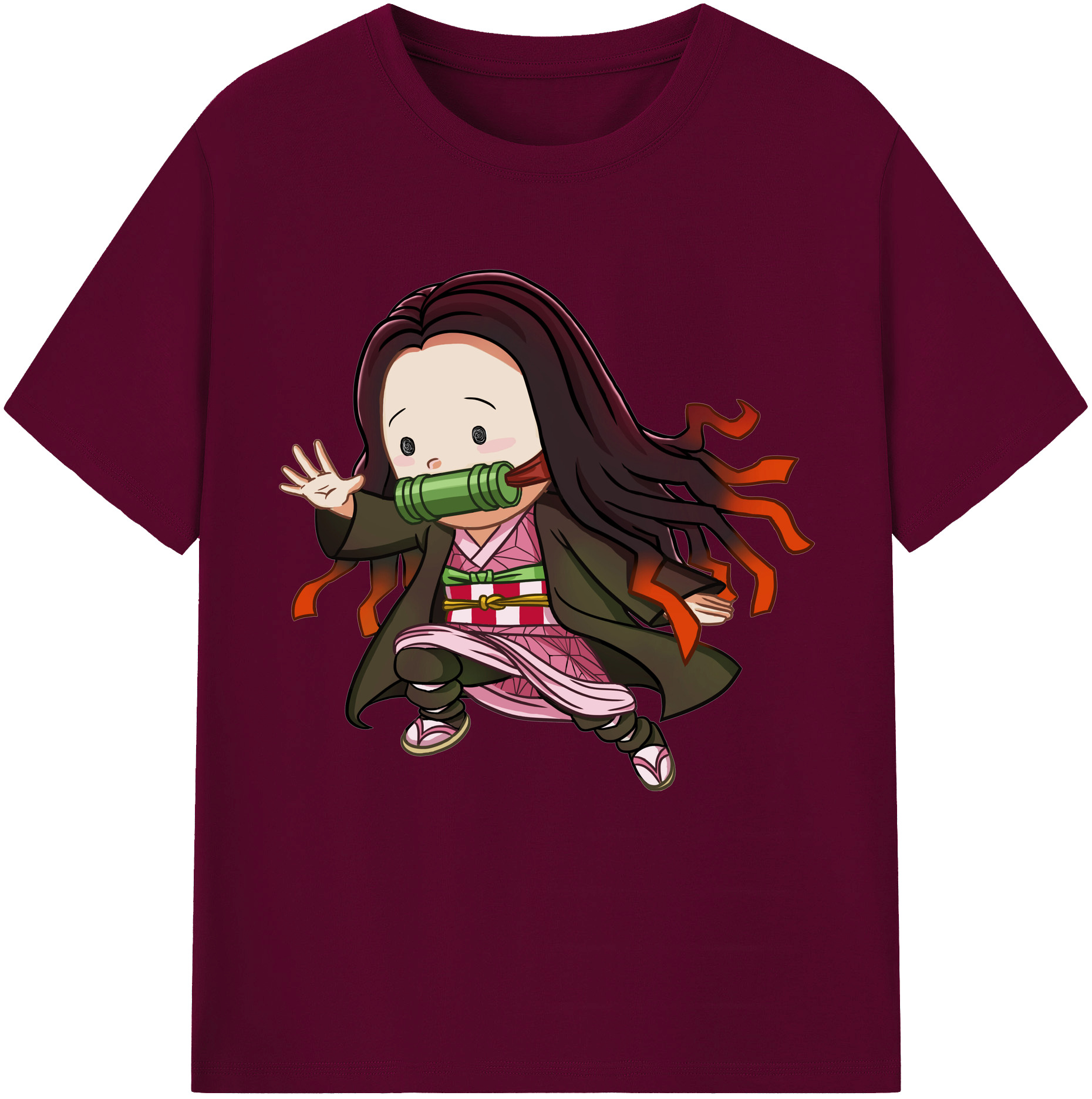 （画像用） 鬼滅の刃（きめつのやいば）竈門 禰󠄀豆子／かまど ねずこ Kamado Nezuko レディースカジュアルプリントTシャツ（綿100％）